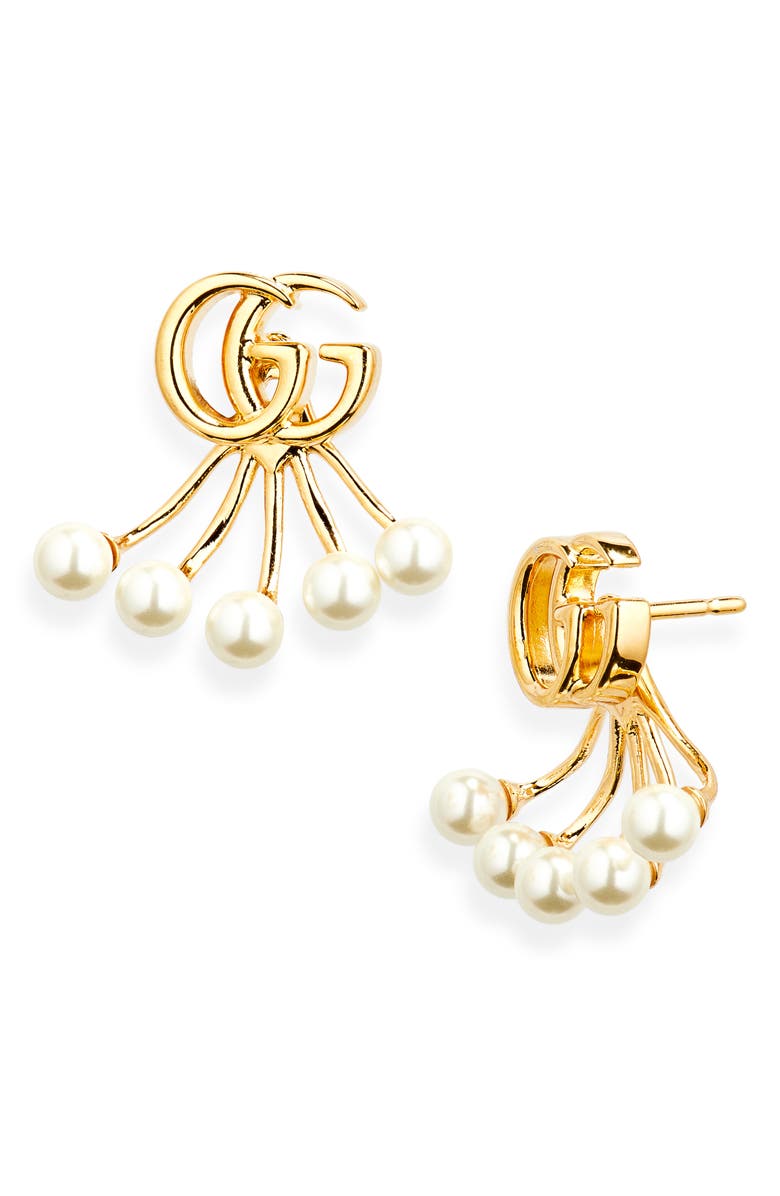 Gucci GG Marmont Faux Pearl Ear Jackets, Main, color, 