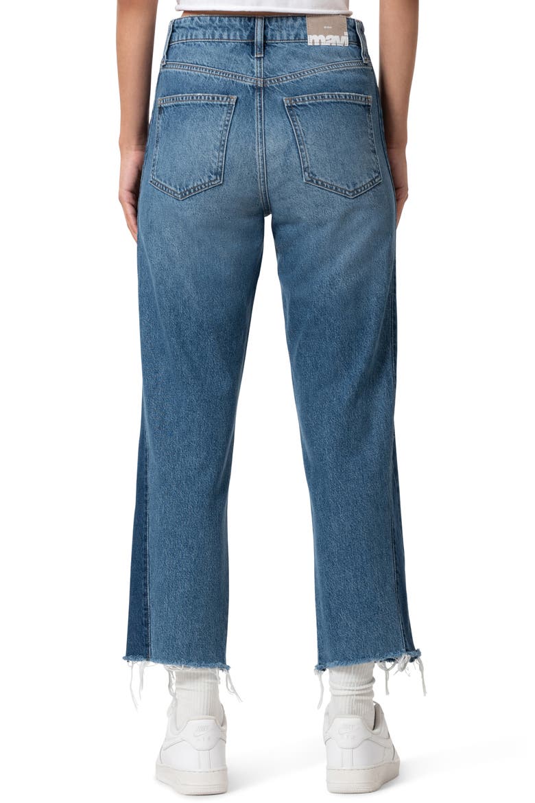 Savannah High Waist Raw Hem Crop Relaxed Straight Leg Jeans, Alternate, color, MIX BLUE