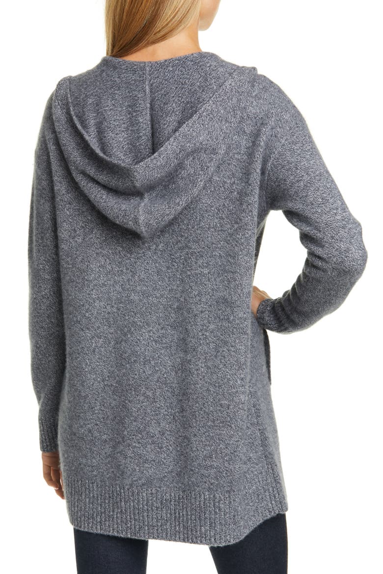 Hooded Boiled Cashmere Cardigan, Alternate, color, GREY SHADE MARL