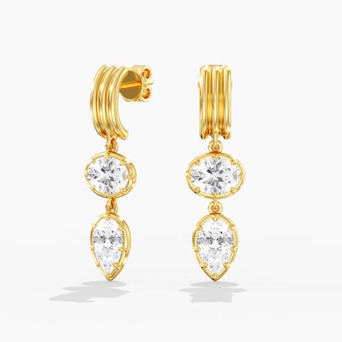 Oval & Pear Aura Lab Diamond Drop in 14K Gold