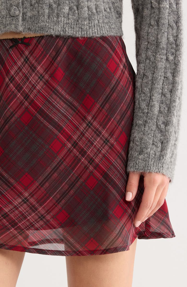 All in Favor Plaid Miniskirt, Alternate, color, Red Plaid