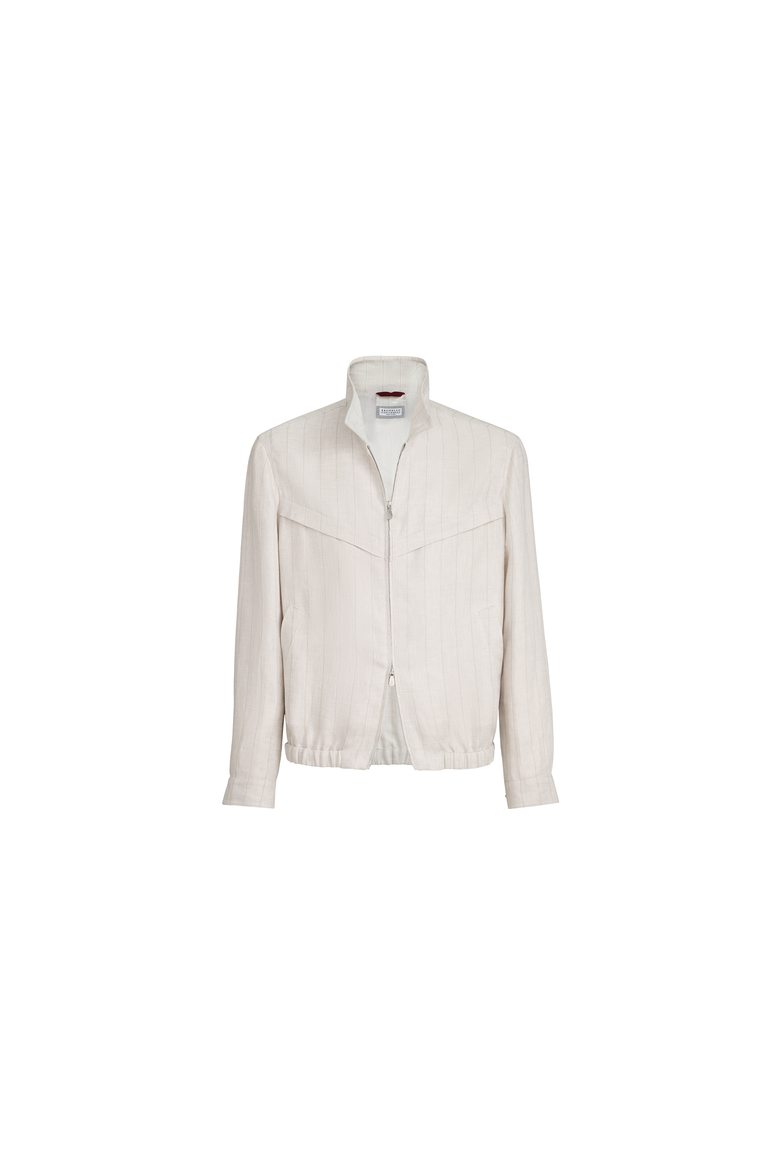 Linen chalk stripe chevron outerwear jacket, Alternate, color, Shell