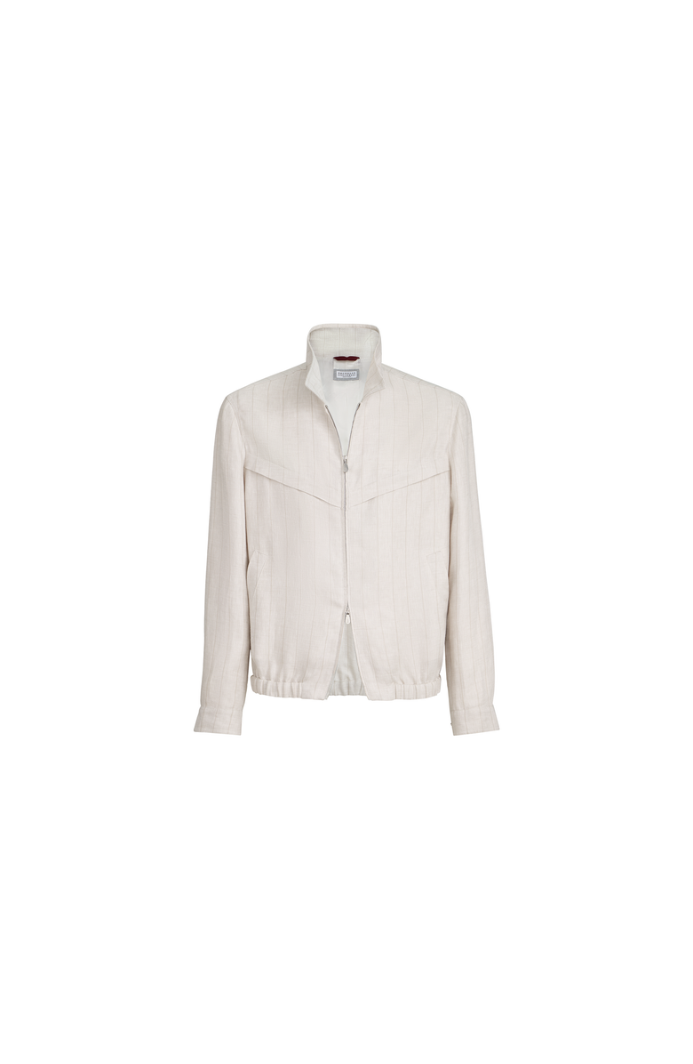 Brunello Cucinelli Chalk stripe chevron outerwear jacket, Alternate, color, Shell