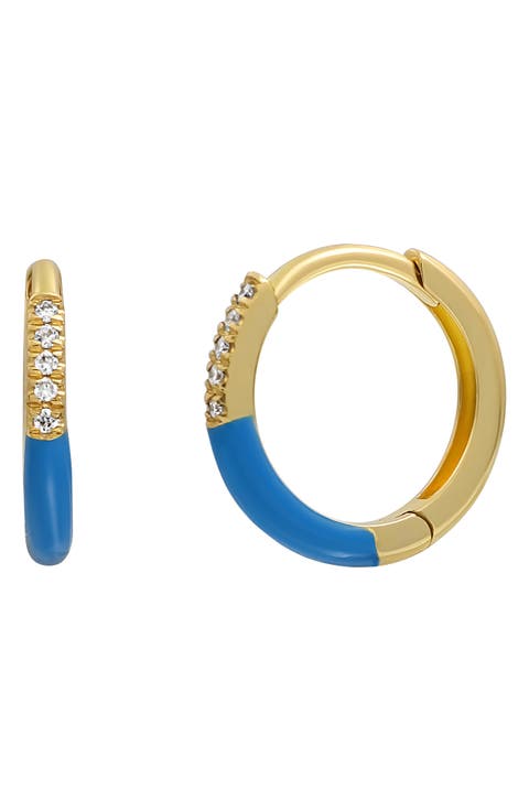Chelsea Enamel Tipped Diamond Hoop Earrings