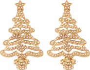 Panacea Imitation Pearl Christmas Tree Drop Earrings