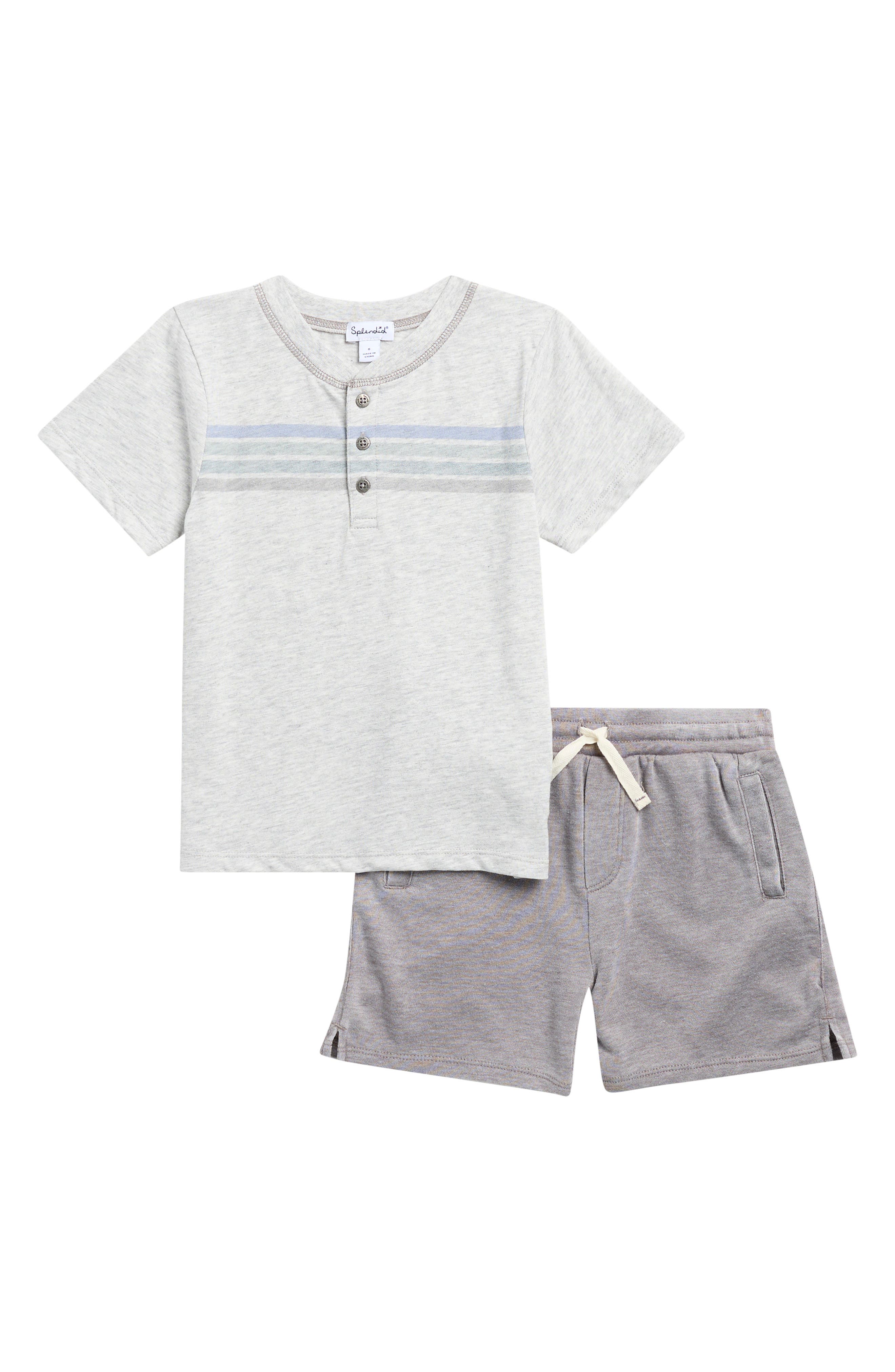 Splendid Kids' Getaway Stripe Henley T-Shirt & Shorts Set