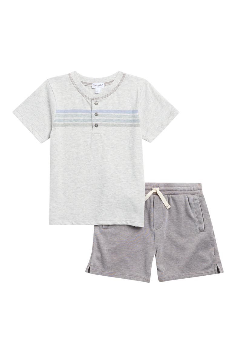 Kids' Getaway Stripe Henley T-Shirt & Shorts Set, Main, color, CANVAS