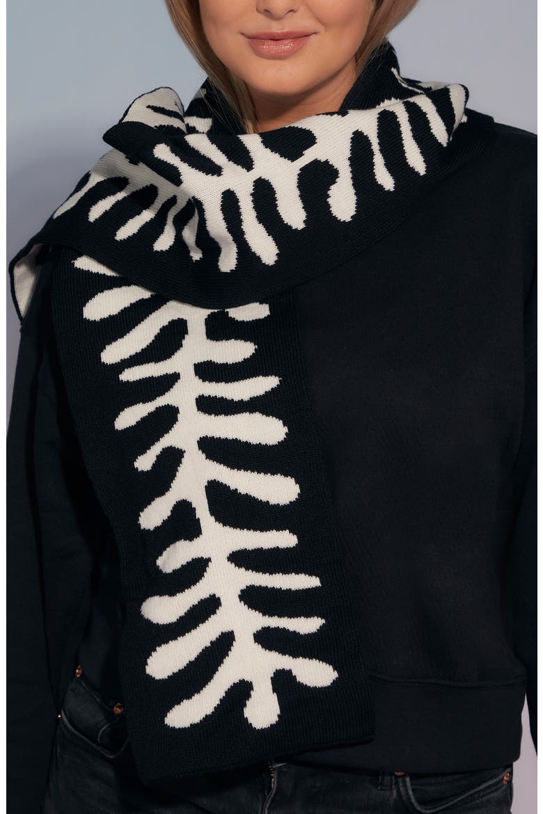 Organic Shape Wool & Cashmere Scarf, Main, color, BLACK MULTI