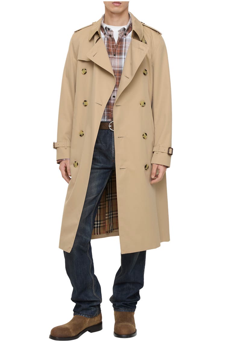 Long Kensington Heritage Trench Coat, Main, color, Honey beige