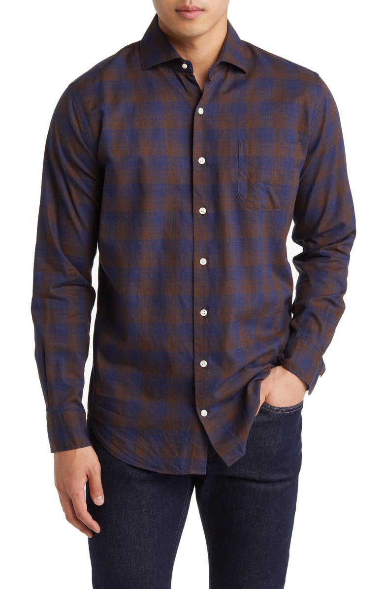 Peter Millar Carr Check Soft Cotton Button-Up Shirt, Main, color, 