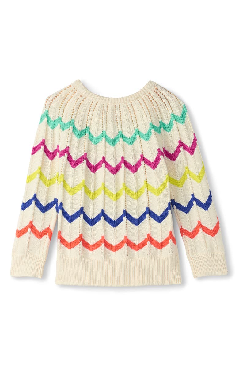 Hatley Kids' Chevron Pointelle Cotton Crewneck Sweater, Alternate, color, Cream