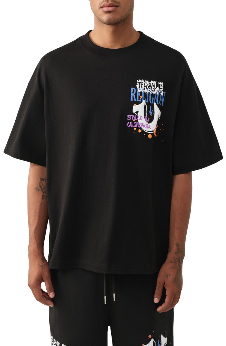 True Religion Concert Buddha Oversized Cotton Graphic T-Shirt, Main, color,