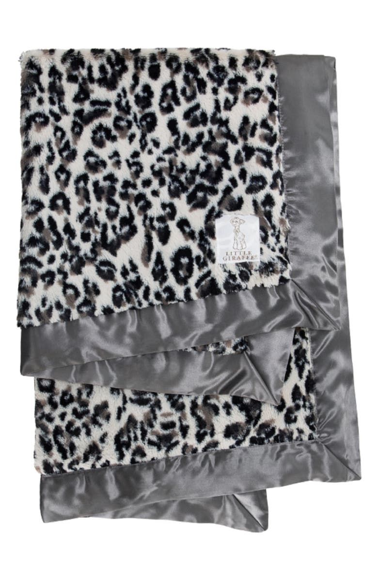 Little Giraffe Luxe Leopard Faux Fur Blanket, Main, color,