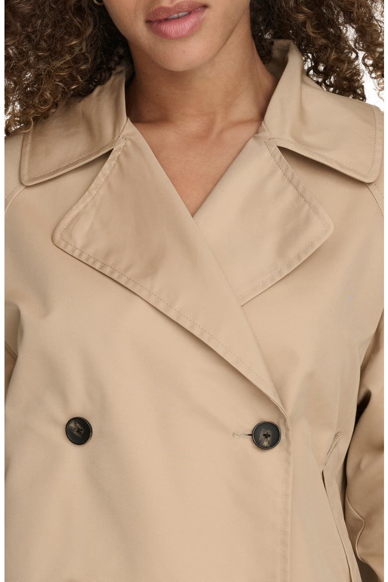Water Resistant Short Cotton Trench Coat, Alternate, color, KHAKI