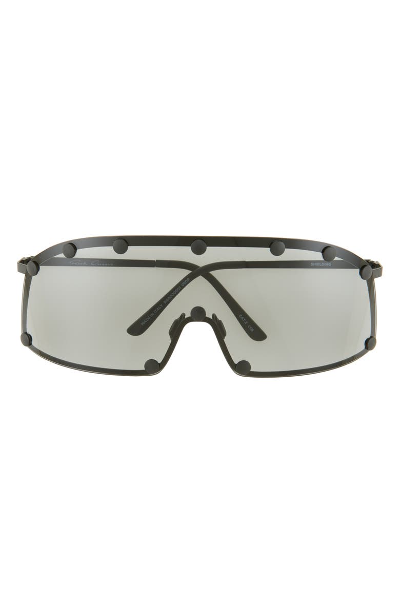Rick Owens Shield Sunglasses, Main, color, Black Temple/ Black Lens