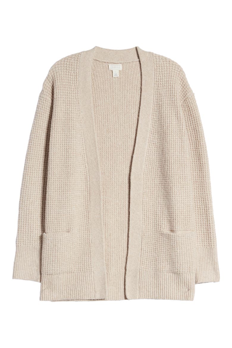 Open Front Cardigan Sweater, Alternate, color, BEIGE OATMEAL LIGHT HEATHER