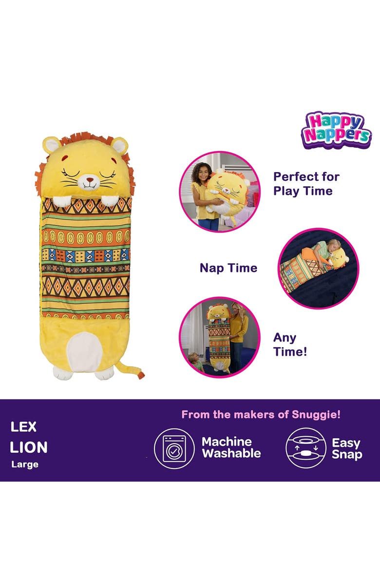 Happy Nappers Pillow & Sleepy Sack, Large Lion Lex, 66 Inch x 30 Inch, Alternate, color, Yellow