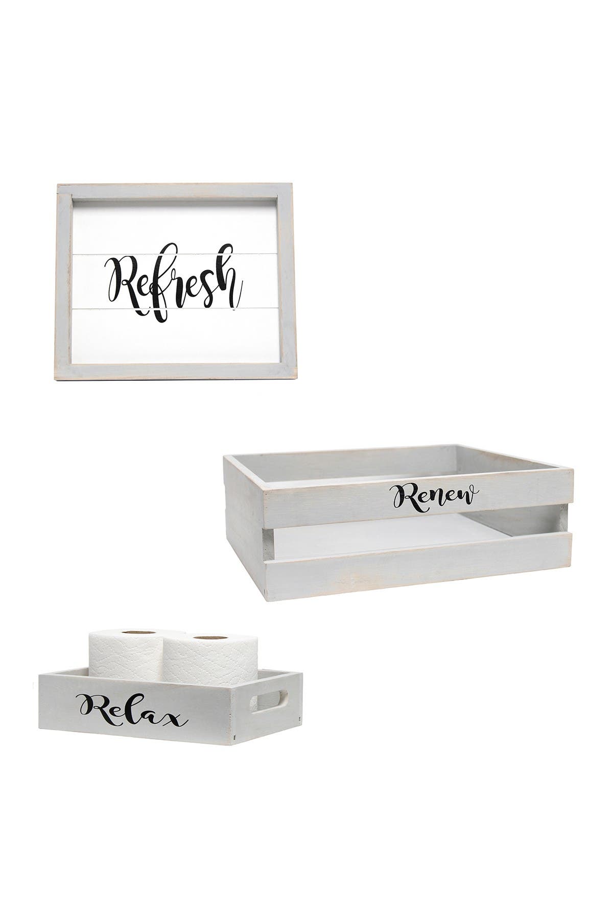 LALIA HOME Elegant Designs Three Piece Decorative Wood Bathroom Set ...