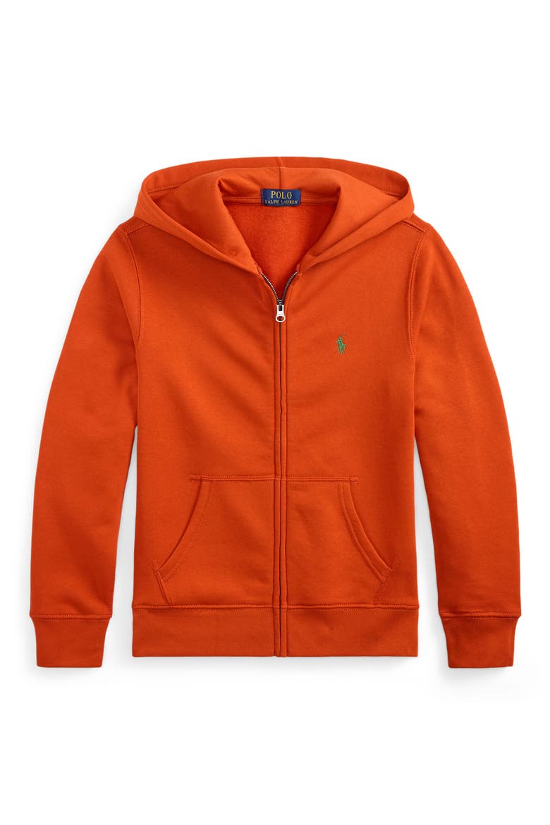 Kids' Fleece Zip Hoodie, Main, color, VARSITY ORANGE
