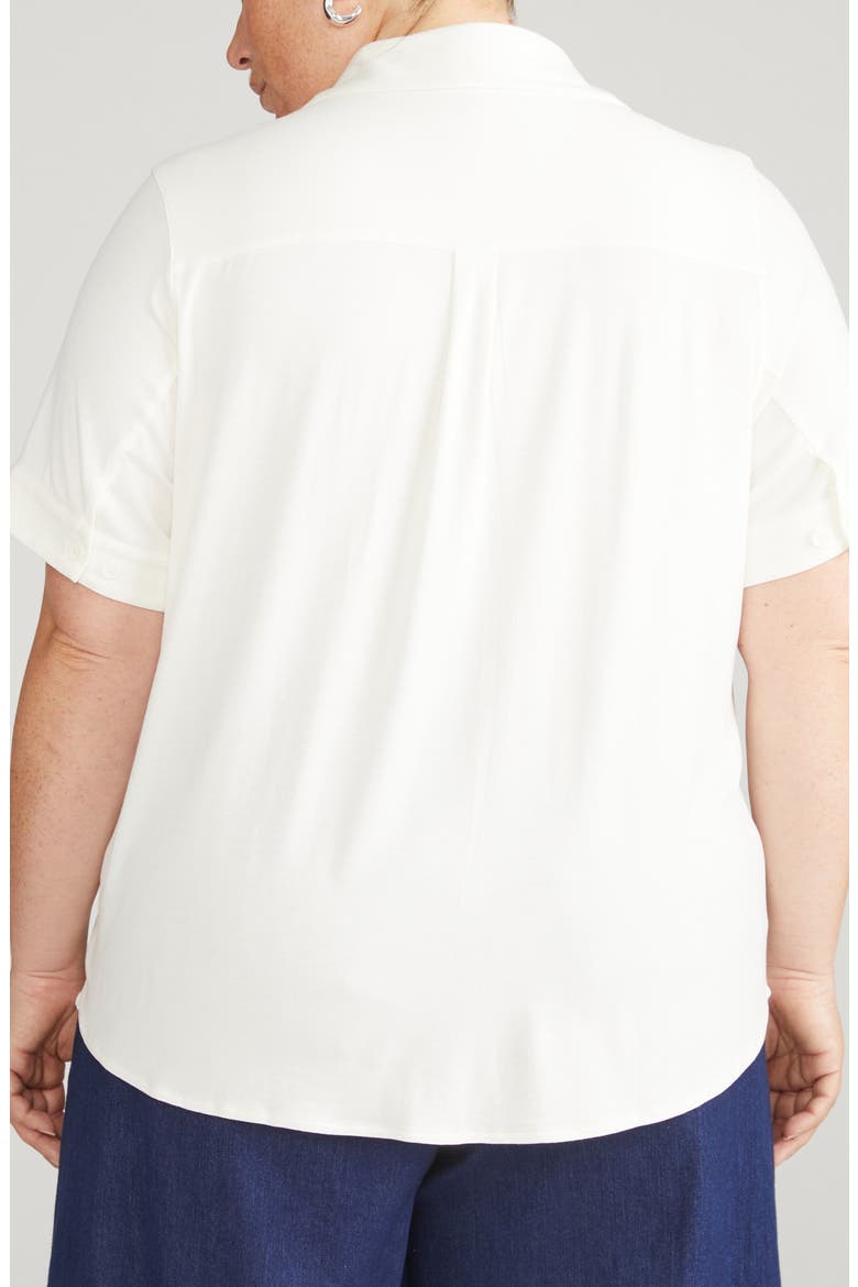 Chelsea Short Sleeve Jersey Button-Up Shirt, Alternate, color, WHITE