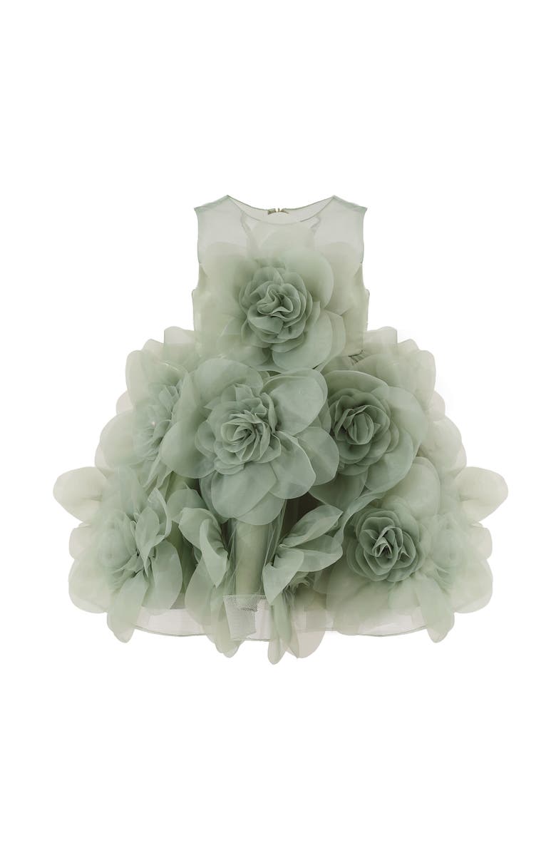 Tulleen Floral Blooming Flowers Dress, Alternate, color, Green