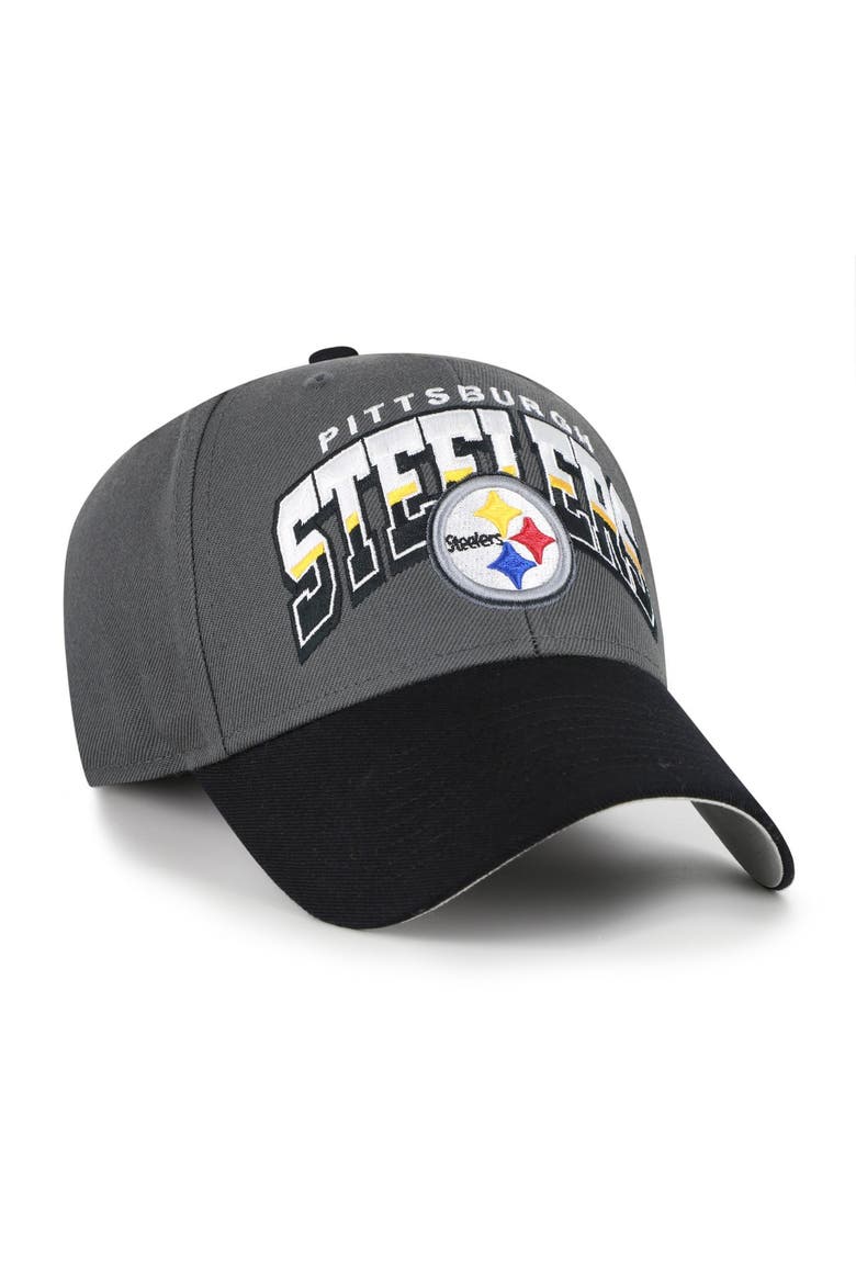 Men's '47 Charcoal Pittsburgh Steelers Split Block MVP Adjustable Hat, Alternate, color, Charcoal