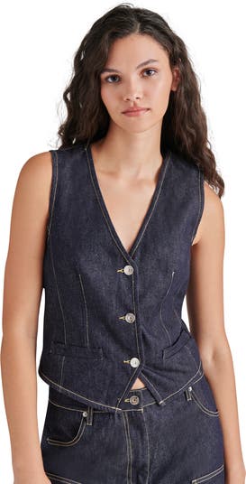 売れ筋商品|||スティーブ マデン カットソー トップス レディース Women's Selene Cotton Denim Vest Dark Indigo Steve Madden Selene Denim Vest | Nordstrom