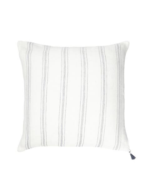 Grey Petite Stripe Linen Pillow Cover Only