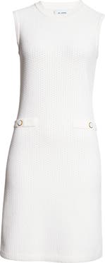 ST. JOHN Mixed Texture Sleeveless Knit Shift Dress