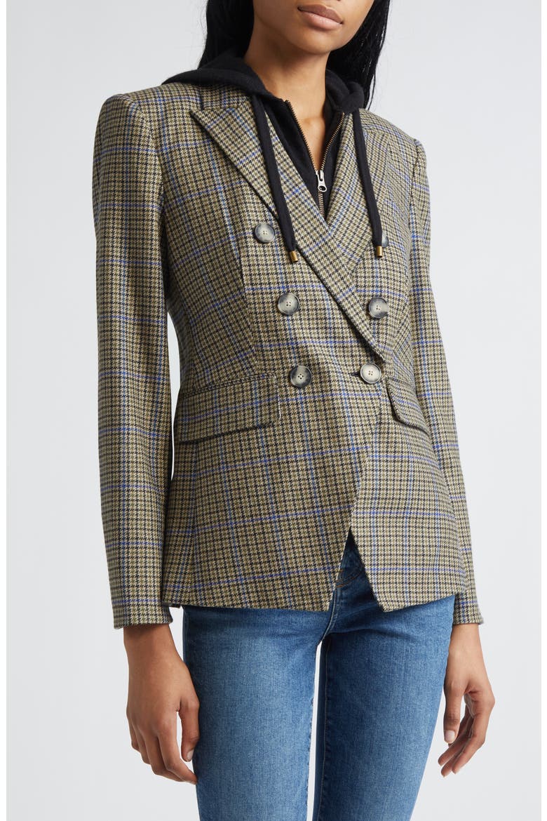 Miller Houndstooth Check Dickey Jacket, Alternate, color, MOSS BROWN MULTI