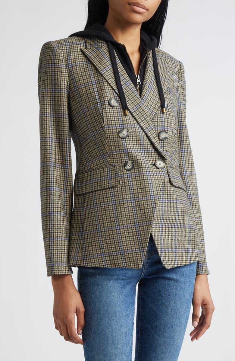 Veronica Beard Miller Houndstooth Check Dickey Jacket, Alternate, color, Moss Brown Multi