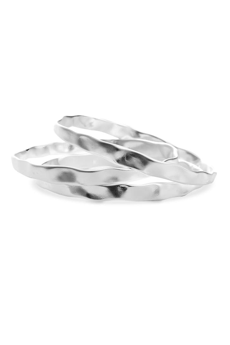 'Gold Water' Textured Bangles, Main, color, WORN SILVER