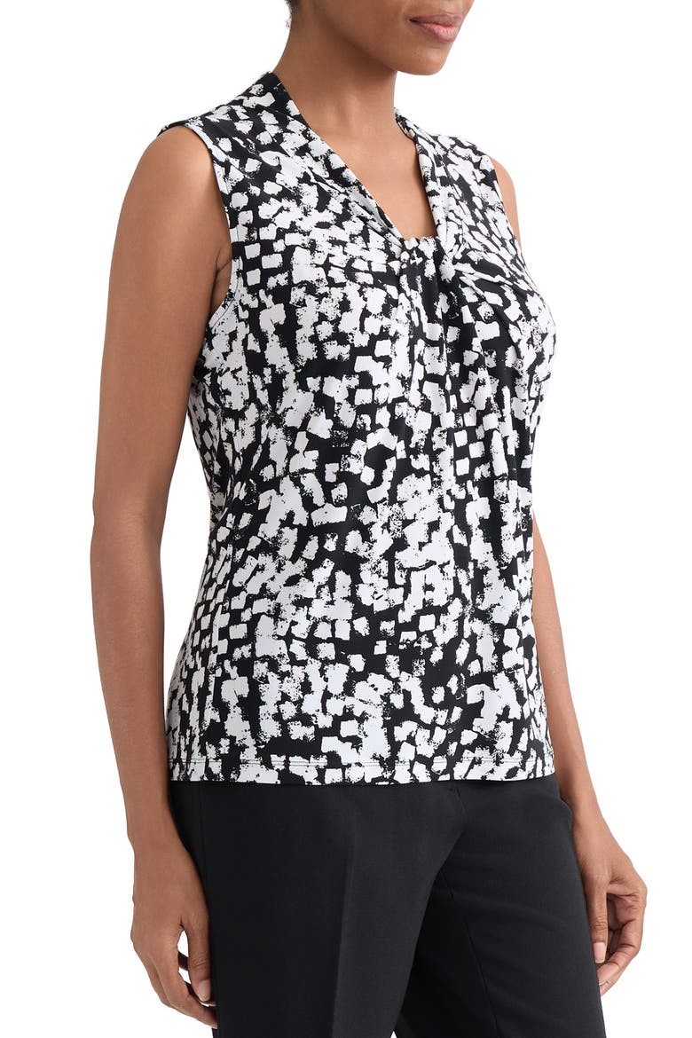 Block Print Sleeveless Top, Alternate, color, BLACK/ VANILLA ICE