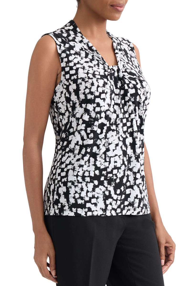 KASPER Block Print Sleeveless Top, Alternate, color, Black/ Vanilla Ice