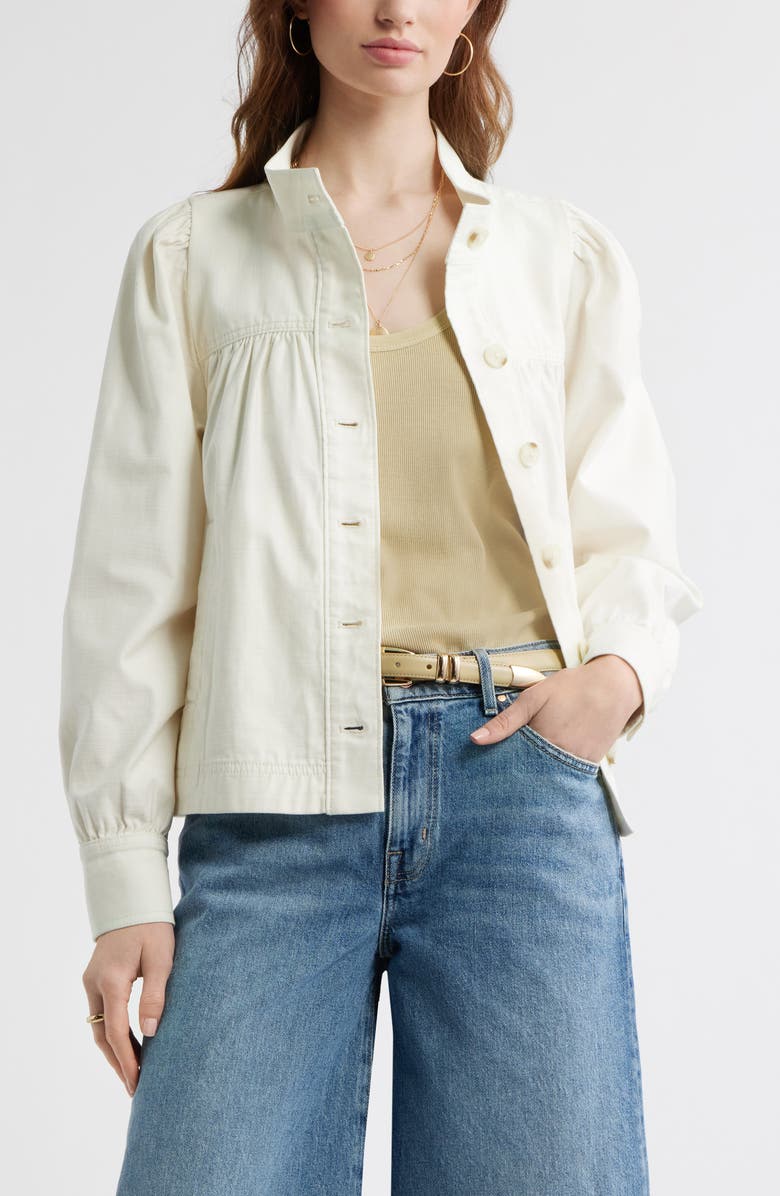 Treasure & Bond Gathered High Neck Twill Jacket, Main, color,