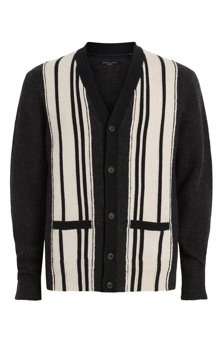 AllSaints Berkley Stripe Wool & Cotton Blend Cardigan, Alternate, color, 