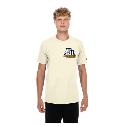 Men's New Era Natural Tampa Bay Rays Dia de los Muertos Sugar Skull T-Shirt