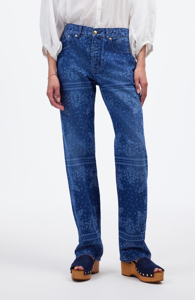 Madewell Low Rise Straight Leg Jeans, Main, color, Dark Navy