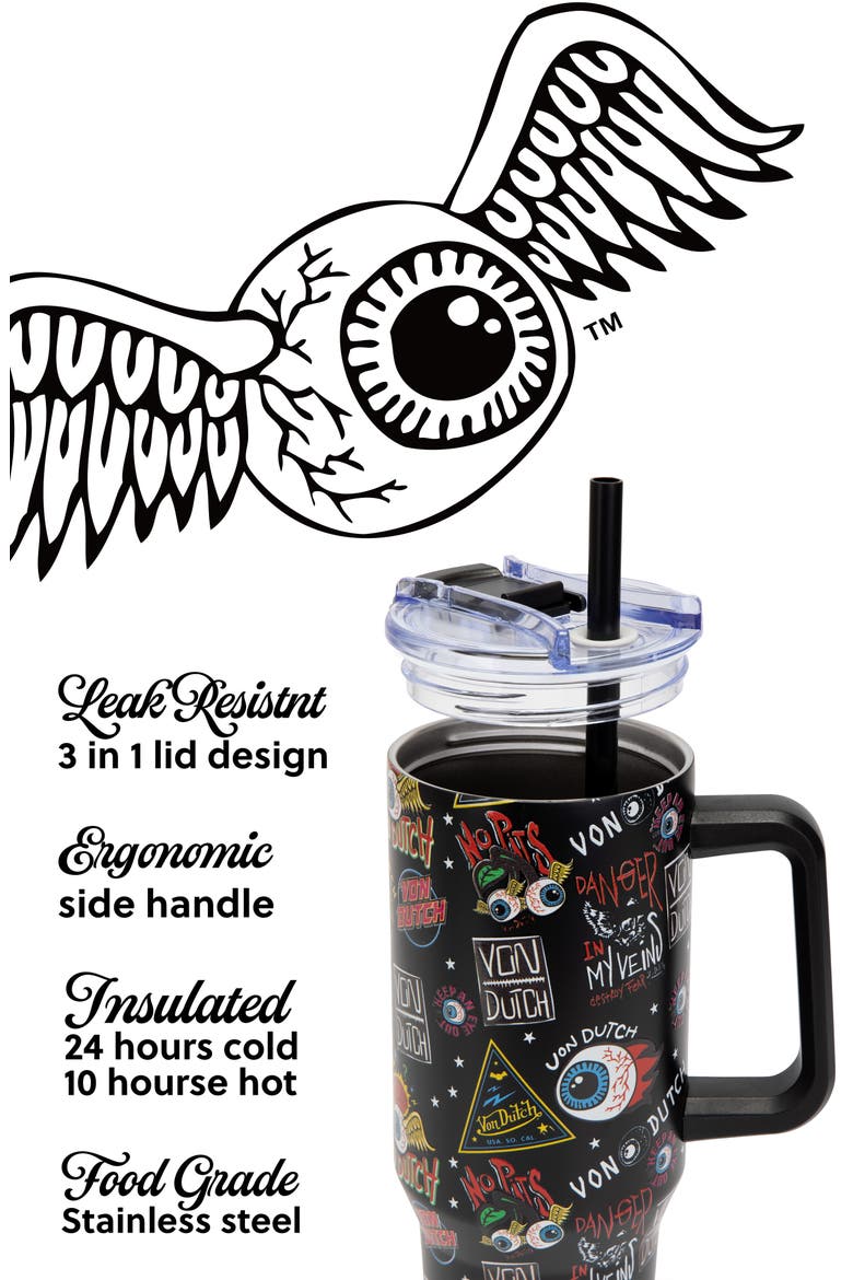 40oz Double Walled Insulated Stainless Steel Tumbler, Alternate, color, Black Jax