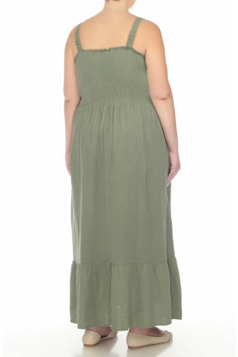 Smocked Tiered Cotton Maxi Sundress, Alternate, color, OLIVE