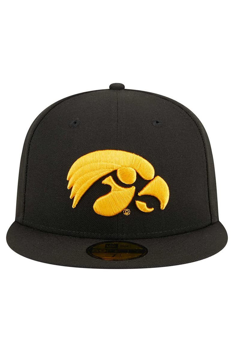 Men's New Era Black Iowa Hawkeyes 59FIFTY Fitted Hat, Alternate, color, Black
