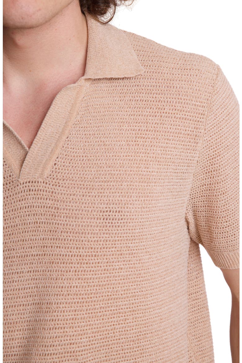 Open Knit Johnny Collar Polo, Alternate, color, TAN CHENILLE