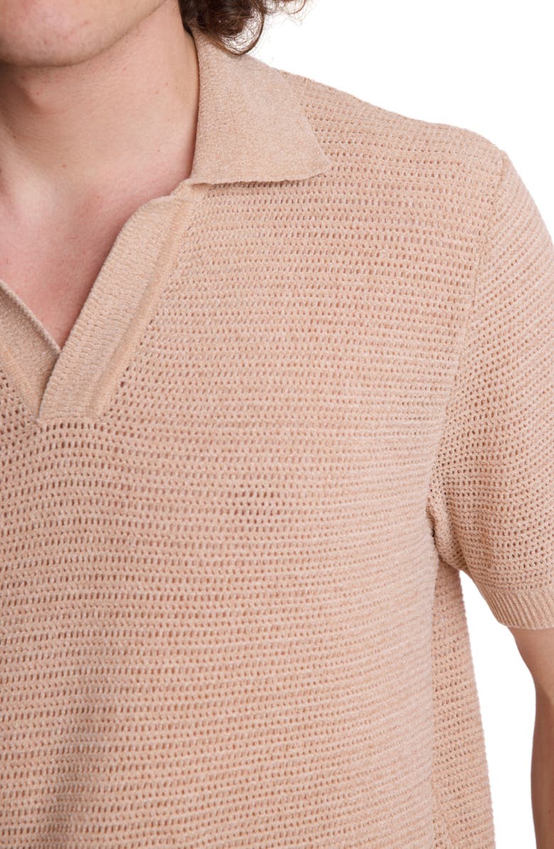 PAISLEY & GRAY Open Knit Johnny Collar Polo, Alternate, color, Tan Chenille