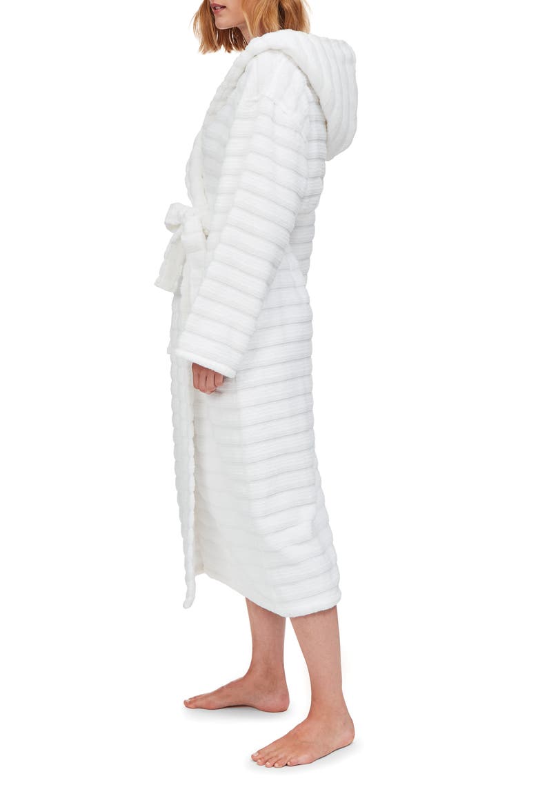 Hooded Ribbed Hydrocotton Robe, Alternate, color, WHITE