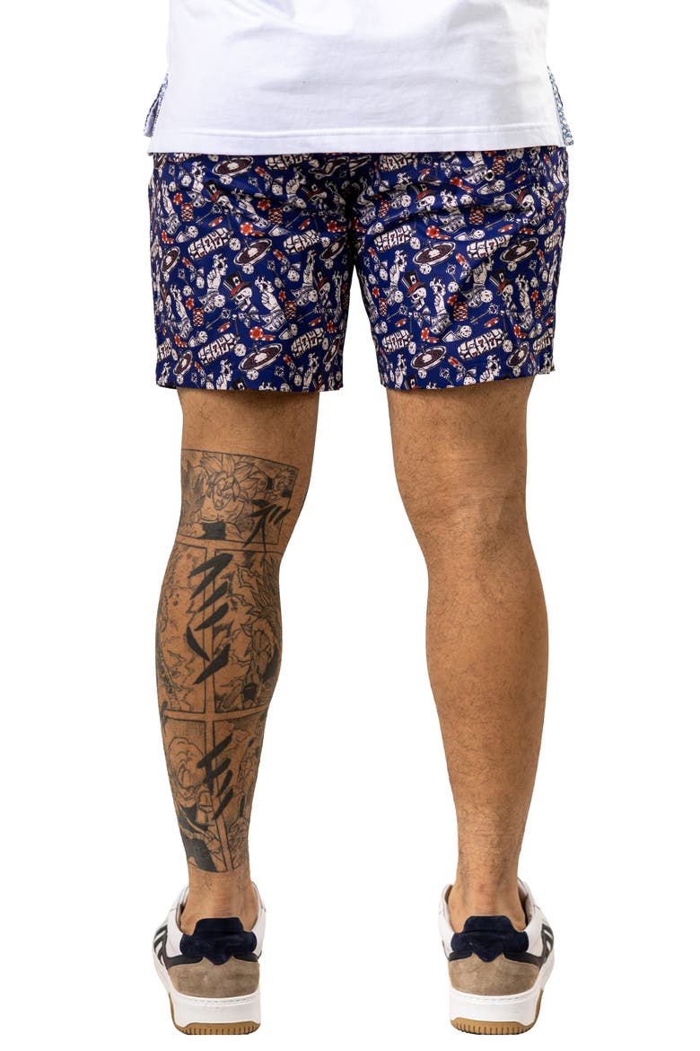 Swim Marthyr Print Swim Trunks, Alternate, color, BLACK