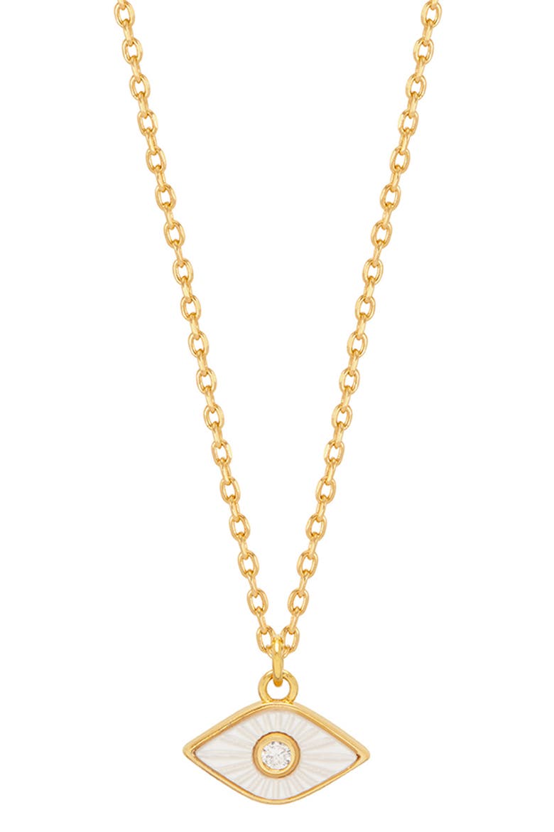 Mother-of-Pearl Evil Eye Pendant Necklace, Main, color, SILVER/ GOLD