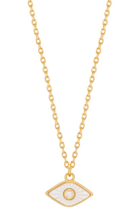 Mother-of-Pearl Evil Eye Pendant Necklace