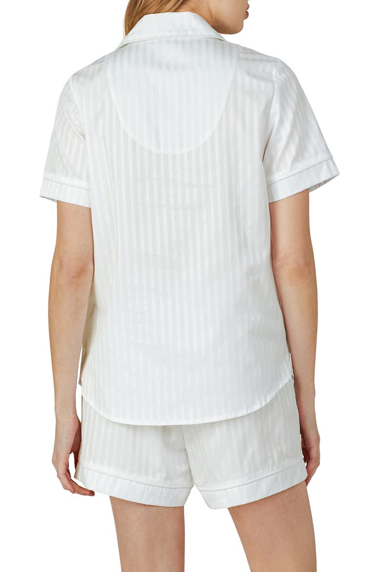 3D Stripe Organic Cotton Sateen Short Pajamas, Alternate, color, WHITE