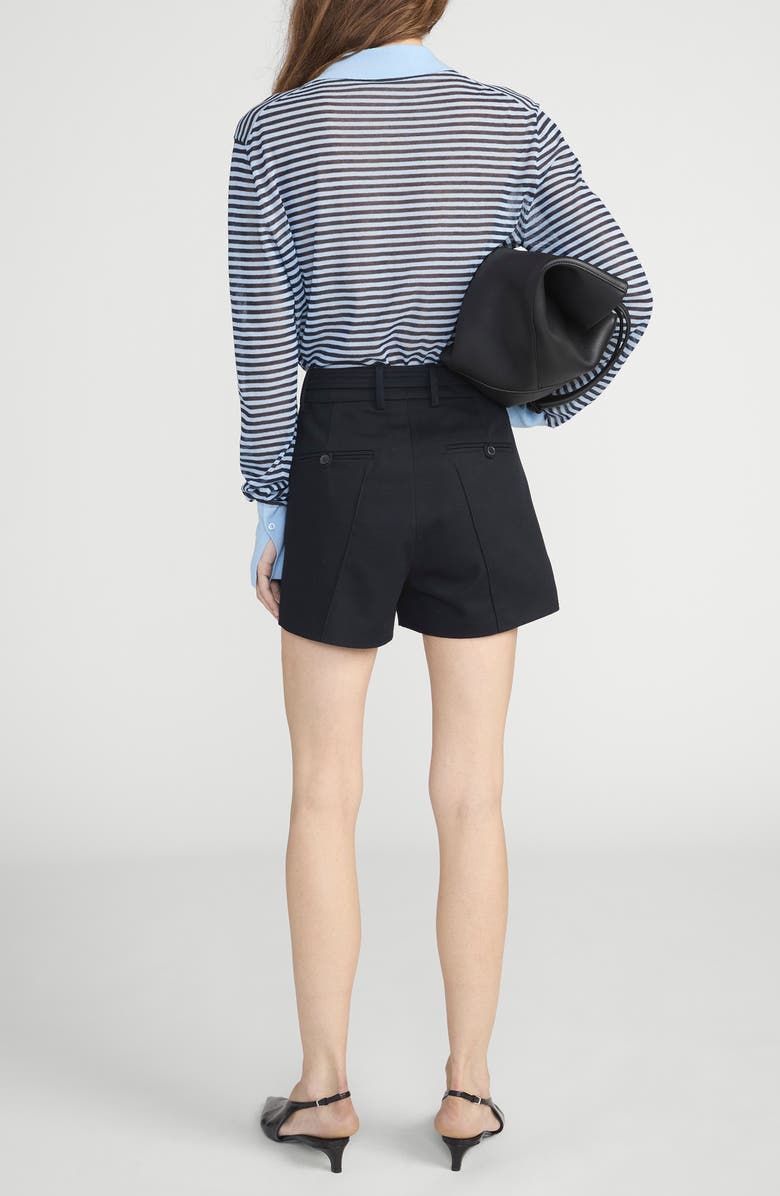 FRAME The Collared Stripe Cottpn Blend Cardigan, Alternate, color, Powder Blue Multi