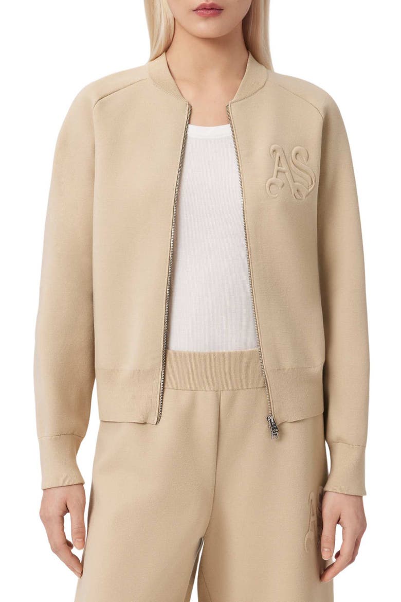 Sonny Bomber Cardigan, Alternate, color, PEBBLE WHITE